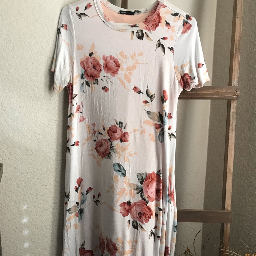 Floral dress below knee length